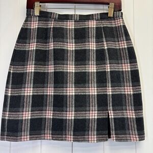 Vintage 35th & 10th Women Y2K Dark Academia Wool Plaid Mini Skirt Size 9 Preppy